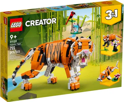 Produktbild von Stavebnica LEGO Creator 3 v 1 Majestátny tiger 31129; modely zvieratiek pre deti vrátane tigra, pandy a kapra koi; kreatívne dar?eky pre malých milovníkov nápaditých hier vo veku od 9 rokov (755 dielikov)