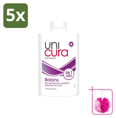 Imagen del producto de 5 unidades de recambio de jabón líquido Unicura Balans - 250 ml - Paquete económico - 5 piezas