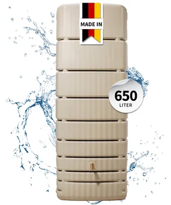 Productafbeelding van 4rain SLIM wandreservoir, 650 liter, zandbeige; artikelnummer 211803, AI-gegenereerde afbeelding