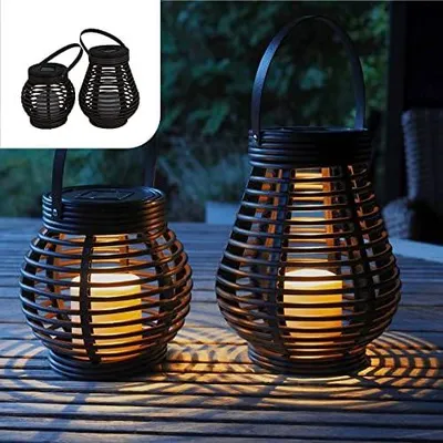 Produktbild von Gadgy Solar Laternen für Außen 2er Set – Wetterfeste LED Solarlampen für Garten, Balkon & Terrasse – Dekorative Solarleuchten in Tropfen- & Kugelform mit Warmweißem Licht
