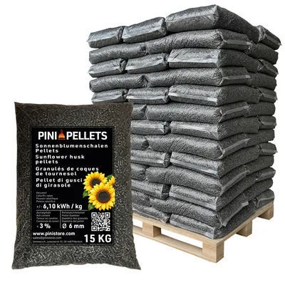 Produktbild von PINI Sonnenblumenschalen Pellets 6 mm Heizpellets 975 kg Palette