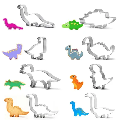 Produktbild von Dinosaurier-Ausstechformen-Set, 8-teiliges Set aus Edelstahl, Weihnachtsplätzchenausstecher für Kinder, ideal zum Backen für eine Dinosaurier-Party