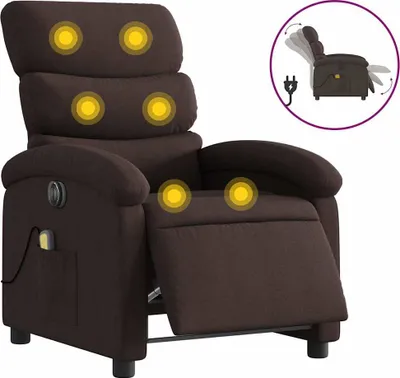 Image de vidaXL Fauteuil de massage électrique Tissu marron foncé