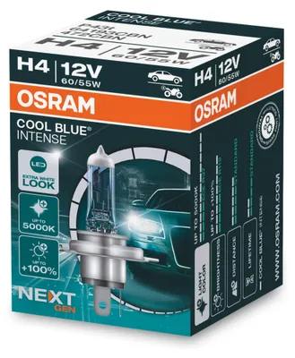 Obrázek produktu pro 1 kus žárovky OSRAM COOL BLUE INTENSE NEXT GENERATION, typ H4, 60/55W, pro světlomety