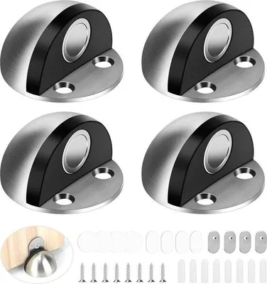 Immagine prodotto di Fermaporta 4 pezzi fermaporta magnetico da pavimento - acciaio inox - protezione per porte e pareti