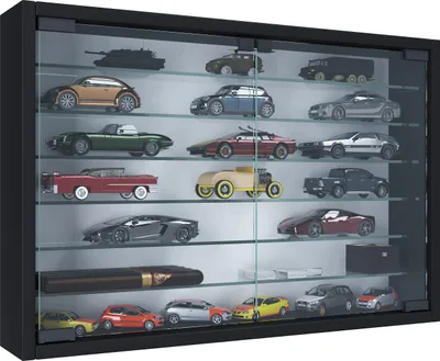 Produktbild von MandosaXL Glasvitrinen wandhängend 2 Glastüren schwarz.