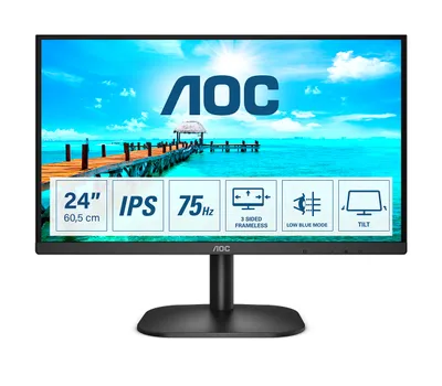 Produktbild von AOC B2 24B2XDA, 60,5 cm (23.8"), 1920 x 1080 Pixel, Full HD, LED, 4 ms, Schwarz
