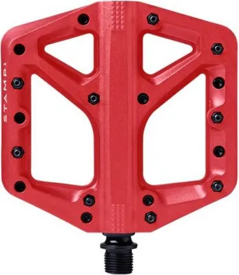 Produktbild von Crankbrothers Stamp 1 Gen 2, Komposite, Nylon, Rot, Chromoly-Stahl 4140 (CrMo), Plattformpedale, 111 mm, 114 mm