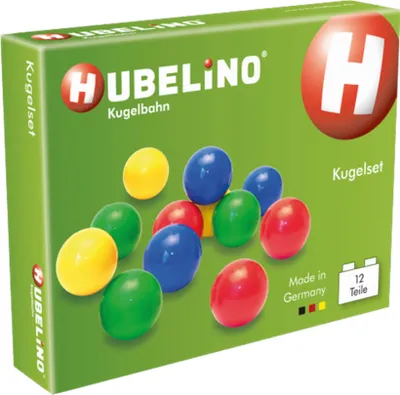 Produktbild von Hubelino 12 Kugeln in Blau, Grün, Rot, Gelb für die Kugelbahn