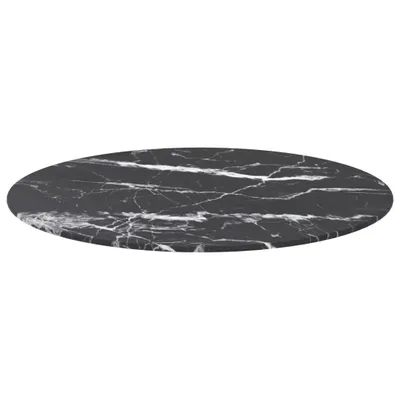 Produktbild von vidaXL Tischplatte Schwarz Ø60x0,8 cm Hartglas in Marmoroptik