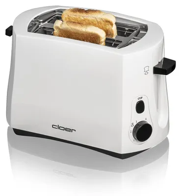 Toaster für 2 Scheiben, 825 W, mit Brötchenaufsatz, weiß