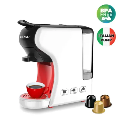 Zdjęcie produktu dla SOGO - EKSPRES DO KAWY Combi SS-5665 Aromatti, 850 W, 15/20 bar, do kawy mielonej i kapsułek E.S.E. Pojedyncza dawka, parownik, powierzchnia do podgrzewania filiżanek, podwójne ramię wylotowe