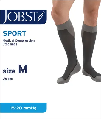 Image de JOBST Bas de course sport - compression sportive pour hommes et femmes - aide à améliorer la circulation sanguine - doux, léger et respirant, gris, M