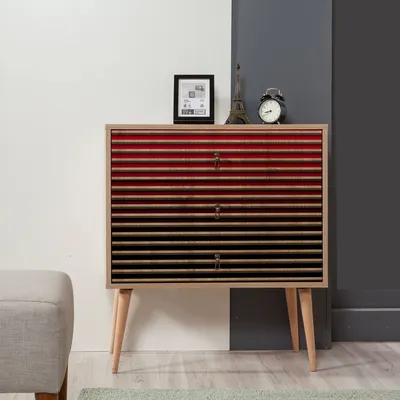 Obrázek produktu pro Skye Decor, Trio - 221, Komoda, Sonoma-Eiche, 100% MELAMINBESCHICHTETE SPANPLATTEN, 80 x 40 x 90 cm