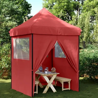 Produktbild von Möbel Partyzelt Faltbar Pop-Up mit 4 Seitenteilen Burgunderrot - Faltpavillon 4005003