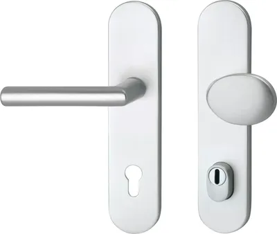 Produktbild von Marchesi GEHRUNG Wechselgarnitur, Türbeschlag Langschild Drückergarnitur, Kernziehschutz, RC2 , Aluminium silber, Zylinderüberstand 13-16 mm
