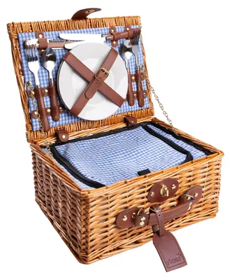 Produktbild von eGenuss Picknickkorb für 2 Personen mit Kühlfach und Zubehör - Blau