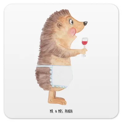 Produktbild von Mr. & Mrs. Panda Untersetzer für Gläser Igel Wein 10er Set - Weiß - Geschenk, Tischuntersetzer, Spruch, Lustige Sprüche, Deko, Tisch, Tassen-Untersetzer, Weinglas