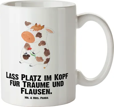 Produktbild von Mr. & Mrs. Panda Pott Kuh - Weiß - Geschenk, Bauernhof, Große Tasse, jumbotasse, weisse, Kühe, steingut, Hof, Milch, Keramiktasse, Spruch