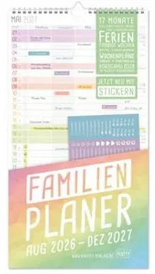 Obrázek produktu pro Rodinný plánovač 26/27 Nástěnný kalendář, 5 sloupců [Rainbow] 17 měsíců