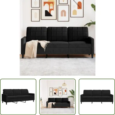 Produktbild von The Living Store 3-Sitzer-Sofa Schwarz 180 cm Samt