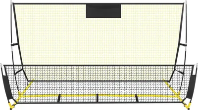 Image de Rebondisseur de football - Filet d'entraînement avec cadre - 2,1 x 1,2 m - Rebond haut/bas - Set avec sac de transport - Jaune