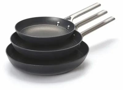 3er-Pfannenset 20/24/28 cm, Wabenstruktur, antihaftbeschichtet, schwarz