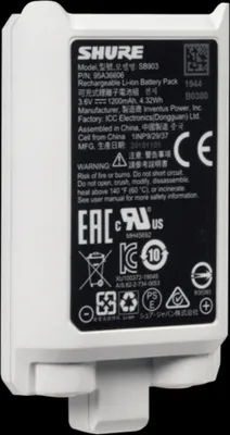 Produktbild von Shure SB903, Wiederaufladbarer Akku, Lithium-Ion (Li-Ion), 3,6 V, 1 Stück(e), 1200 mAh, Grau