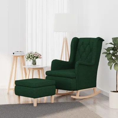 Productafbeelding van Maison Exclusive - Schommelstoel met voetenbank, donkergroene stof