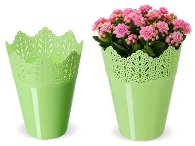 Produktbild von KADAX Töpfe "Calade", Blumentopf mit Spitzenmotiv, 12cm, Hoch, Grün
