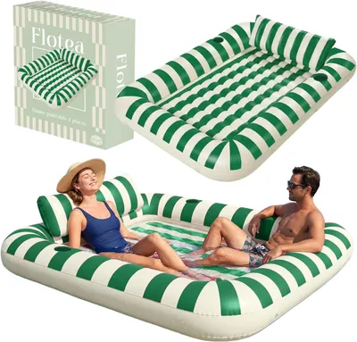 Imagen del producto de Colchón inflable gigante, de 215 x 148 cm, para 2 personas, con reposacabezas y portavasos