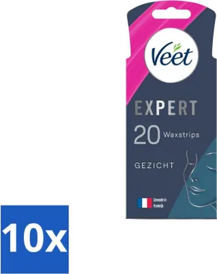 Produktbild von Veet Expert - Enthaarungsstreifen - Gesicht - Empfindliche Haut - 20 Streifen - Vorteilspack - 10 Stücke