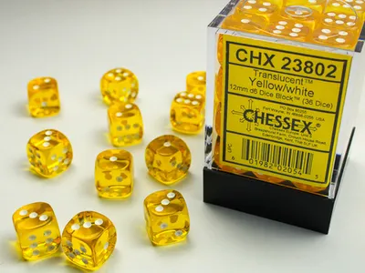 Produktbild von Chessex - Translucent - 36x D6 12 mm - Yellow/White