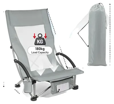 Obrázok produktu pre Kempingová stolička, ľahká kovová konštrukcia, ergonomický dizajn, SVETLOSIVÁ
