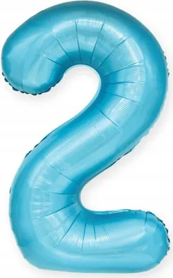 Productafbeelding van Folieballon, cijfer 2, blauw, pastelkleur, 100 cm