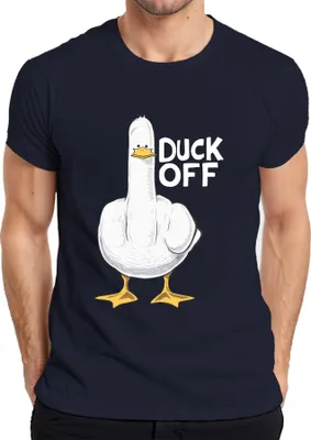 Produktbild von Duck Off freche Ente Mittelfinger sarkastisch Geschenk Lustig Herren T-Shirt, Navy, S