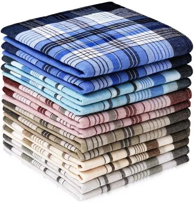 Productafbeelding van Ibenzoa® Heren zakdoekenset, 12 stuks (6 kleuren), klassiek gestreept, 100% katoen, 40 x 40 cm
