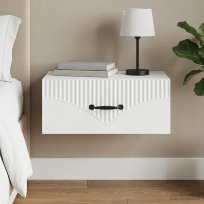 Produktbild von vidaXL Wandmontierter Nachttisch Weiß 49 x 34,5 x 20 cm Holzwerkstoff