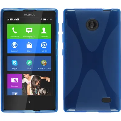 Produktbild von PhoneNatic Case kompatibel mit  Nokia X / X+ - blau Silikon Hülle X-Style + 2 Schutzfolien