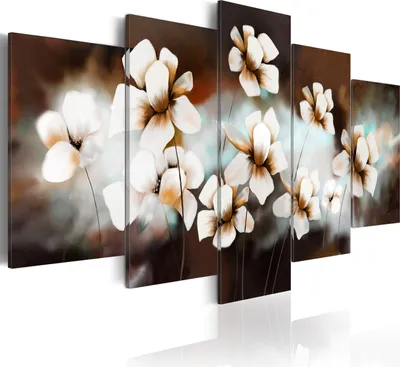 Produktbild von Leinwandbilder Blumen 200x100 cm Vlies Leinwandbild 5 tlg Kunstdruck modern Wandbilder XXL Wanddekoration Design Wand Bild - wie gemalt 0107-16