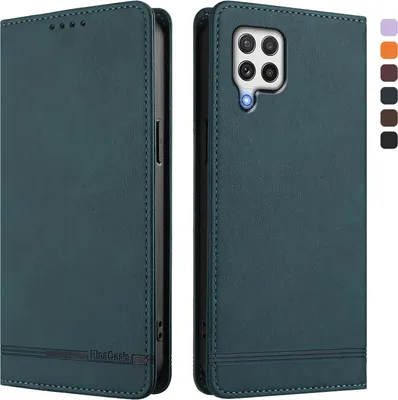 Produktbild von Hülle für Samsung Galaxy A22 4G, Retro Kunstleder Ständer Klapphülle mit Kartenfächer und Magnetische Grün