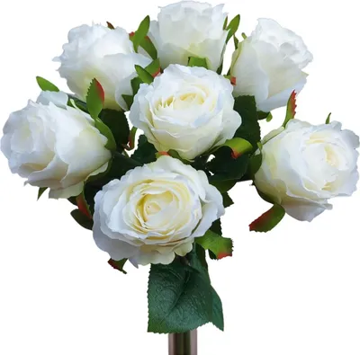 Produktbild von artplants.de Deko Rosenstrauß MURINET, weiß-Creme, 35cm - Kunst Rosenstrauß