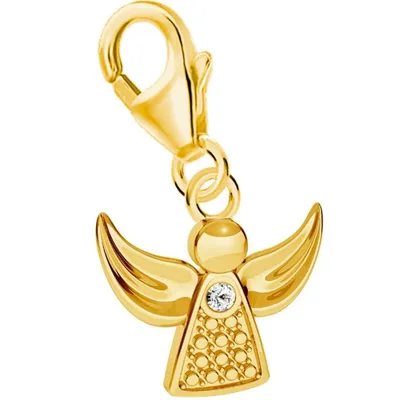 Engel Charm Anhänger für den Schutz Ihrer Liebsten I Echtsilber in Gelbgold