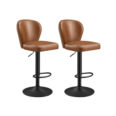 Produktbild von Famanu Barhocker Set - Höhenverstellbar, Stahlrahmen, Kunstleder, Braun