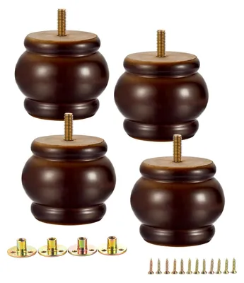 Imagen del producto de Juego de 4 patas de madera para muebles, ideales para reemplazar las patas de sofás y mesas. Acabado en nogal