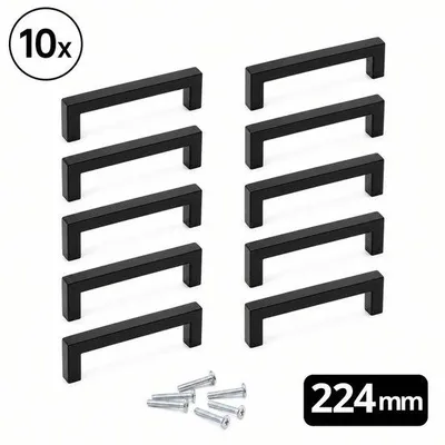 Productafbeelding van By MJM Dallas kastgrepen 224mm hart-op-hart mat zwart RVS set 10