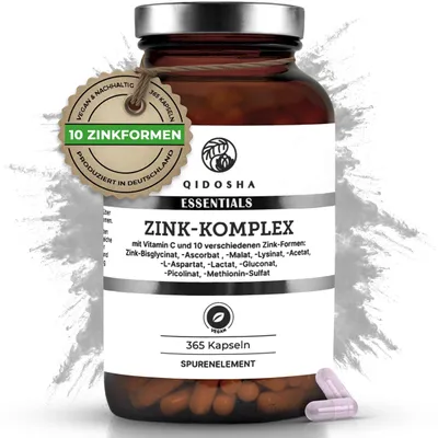 QIDOSHA Zink Komplex, 365 Kapseln, 25 mg Zink aus… – Bild 1