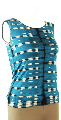 Produktbild von Shirt - Tie-Dye - ärmellos - Rücken mit cutouts - blau-schwarz-beige - Jersey