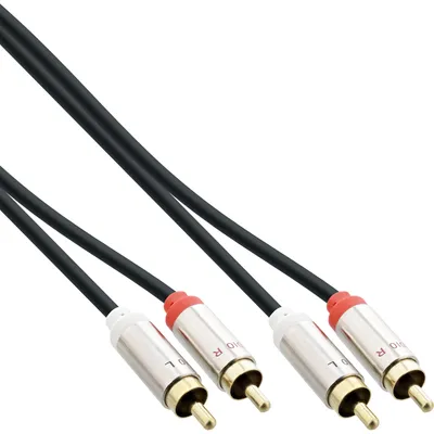 Image de InLine® 99264 Câble audio slim 2x RCA ST/ST, stéréo, 0,5m