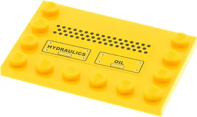 Produktbild von 1x Lego Fliese modifiziert 4x6 gelb Sticker HYDRAULICS OIL 7632 6180pb024